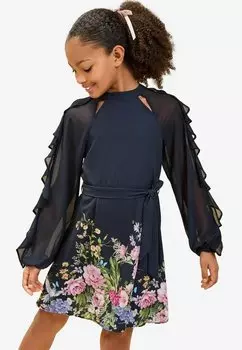 Элегантное платье REGULAR FIT - FLORAL PLACEMENT LONG SLEEVE Lipsy, синий
