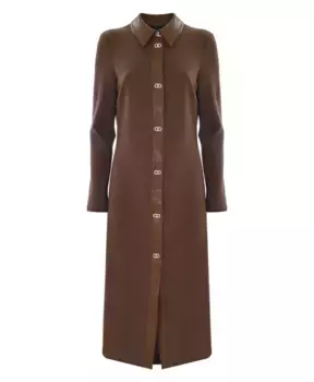 Элегантное платье рубашка с металлическими пуговицами. Kocca, коричневый
