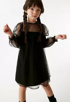 Элегантное платье Shirred Mesh Dress Next, черный