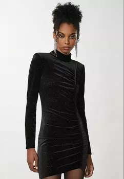 Элегантное платье Slim Fit Jersey Dress Patrizia Pepe, цвет black&purple glitter