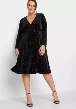 Элегантное платье Stud Wrap Yours Clothing, черный