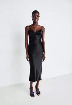 Элегантное платье Twisted Strap Midi Dress Gina Tricot, черное