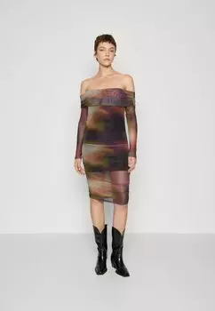 Элегантное платье Vmlia Off Shoulder Dress Vero Moda, цвет blackberry cordial