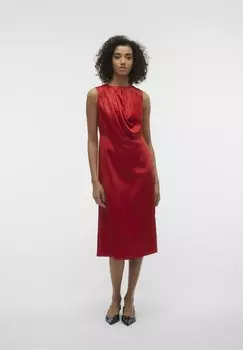 Элегантное платье Vmmerle Detail Dress Vero Moda, цвет pompeian red