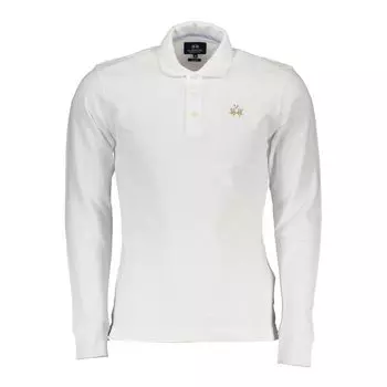 Элегантное поло облегающего кроя с вышитыми деталями La Martina, белый