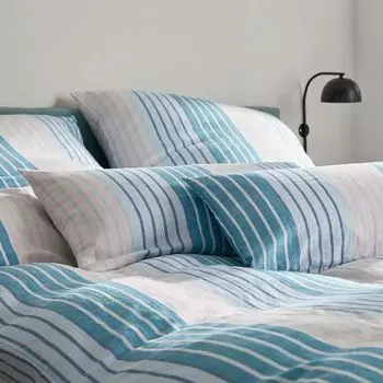 Элегантное полульняное постельное белье Spirit цвет морской волны размер 200х200+2х80х80см Elegante