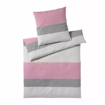Элегантное полульняное постельное белье Бит розовый 155х220 см + 80х80 см Elegante