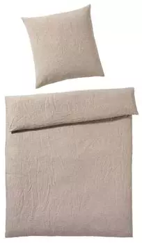 Элегантное полульняное постельное белье Uni Breeze Sand 155х220 см+80х80хм Elegante