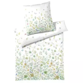 Элегантное постельное белье из сатина Mako Spring Fling зеленый 155х220 см + 40х80 см Elegante