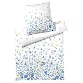 Элегантное постельное белье из сатина Mako Spring Fling синий 155х200 см + 80х80 см Elegante