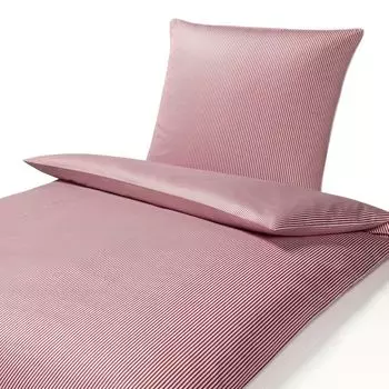 Элегантное постельное белье из сатина Mako Hamburg Stripes 135х200см+40х80, цвет серо-белый Elegante