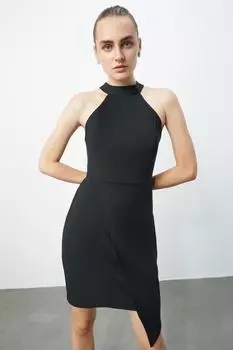 Элегантное тканое вечернее платье черного цвета на подкладке Trendyol, черный