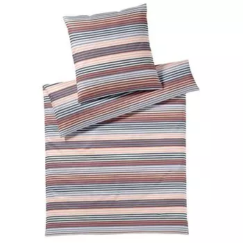 Элегантное трикотажное постельное белье Mako Rio персик 155х220 см + 80х80 см Elegante