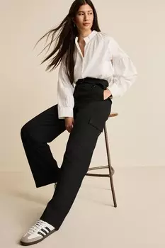 Элегантные армейские брюки с широкими штанинами и поясом Next, черный