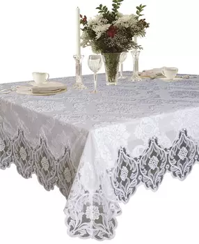 Элегантные бархатные кружевные прозрачные скатерти с цветочным дизайном Deluxe Design — белые, 54 x 72 дюйма Violet Linen, цвет White