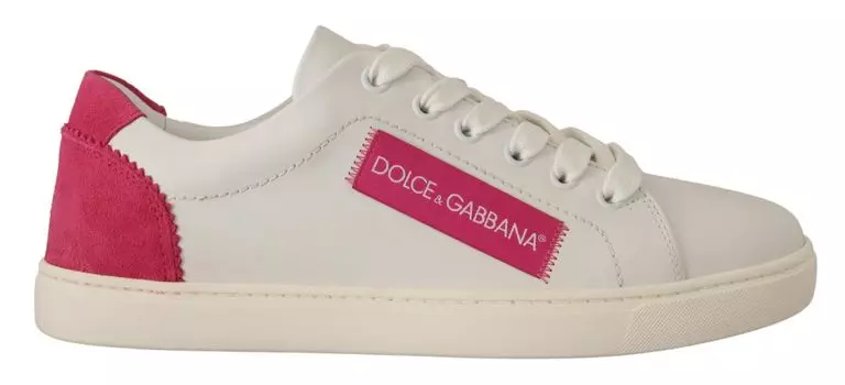 Элегантные белые кожаные низкие кеды Dolce & Gabbana