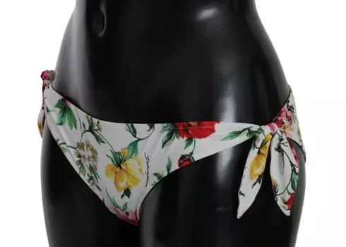 Элегантные белые плавки бикини с цветочным принтом Dolce & Gabbana, белый