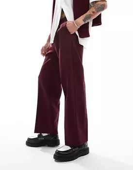 Элегантные бордовые широкие брюки со складками спереди ASOS DESIGN