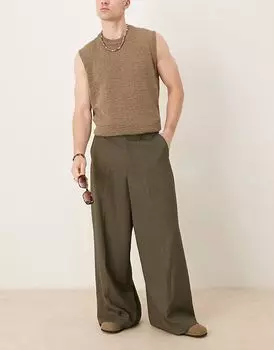 Элегантные брюки ASOS DESIGN экстремально широкого кроя темно-зеленого цвета