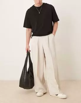 Элегантные брюки ASOS DESIGN экстремально широкого кроя со складкой спереди в каменном цвете