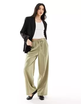 Элегантные брюки без застежки цвета хаки ASOS
