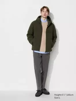 Элегантные брюки до щиколоток хлопчатобумажные, длинные Uniqlo, зеленый