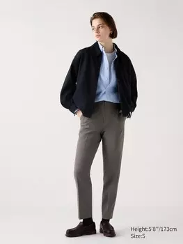 Элегантные брюки до щиколоток клетчатые, длинные Uniqlo, коричневый