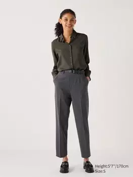 Элегантные брюки до щиколоток в клетку Uniqlo, серый