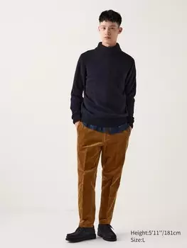 Элегантные брюки до щиколоток вельвет Uniqlo, коричневый