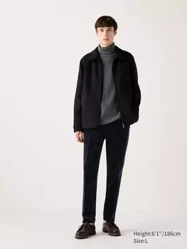 Элегантные брюки до щиколоток вельветовые, длинные Uniqlo, синий