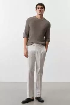 Элегантные брюки из льняной ткани классического кроя H&M, бежевый