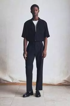 Элегантные брюки из льняной ткани классического кроя H&M, черный