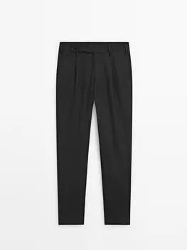 Элегантные брюки из шерсти и кашемира Massimo Dutti, черный