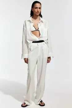 Элегантные брюки из смеси льна H&M, бежевый