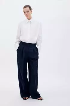Элегантные брюки из смеси льна H&M, синий