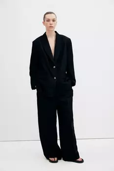 Элегантные брюки из смеси льна H&M, черный