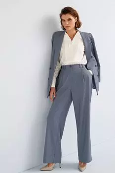 Элегантные брюки из твила с широкими штанинами Next, синий