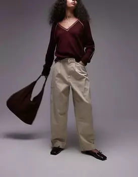 Элегантные брюки-карго бежевого цвета Topshop