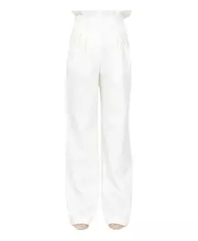 Элегантные брюки кремового цвета с золотистыми деталями Simona Corsellini, белый