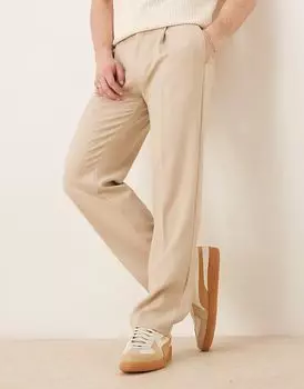 Элегантные брюки прямого кроя ASOS DESIGN со складками спереди с микротекстурой камня