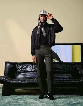 Элегантные брюки прямого кроя из смеси шерсти темно-зеленого твила ASOS DESIGN