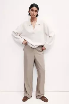 Элегантные брюки с манжетами на штанинах. H&M, бежевый