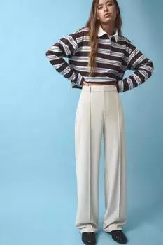 Элегантные брюки с отделкой швами Pull And Bear, экрю