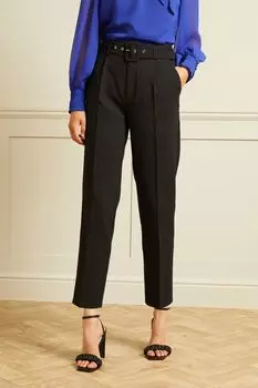 Элегантные брюки с поясом и зауженными штанинами Love & Roses, черный