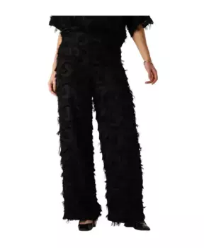 Элегантные брюки с завышенной талией и бахромой Minus, черный