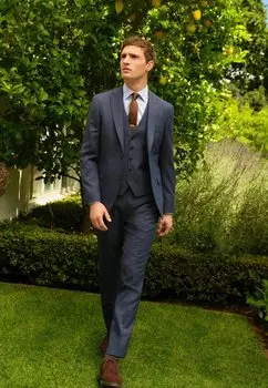 Элегантные брюки SLIM FIT TEXTURED WOOL Next, синий