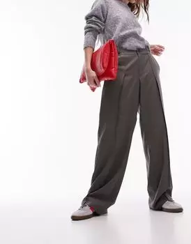 Элегантные брюки Topshop средне-серого цвета с поношенным дизайном и необработанным краем, коорд