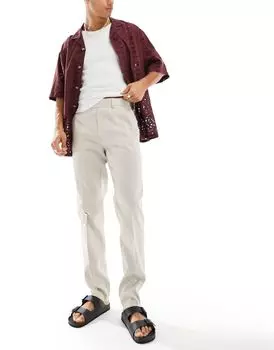 Элегантные брюки узкого кроя из смесового льна ASOS DESIGN