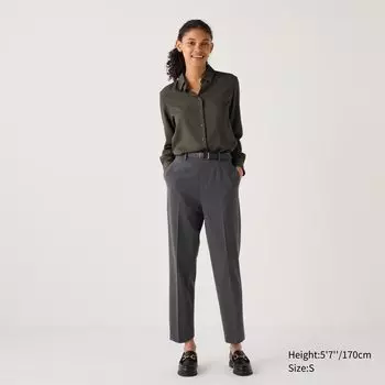 Элегантные брюки в клетку до щиколотки UNIQLO, темно-серый