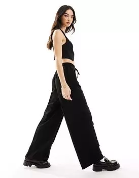 Элегантные черные брюки без застежки ASOS